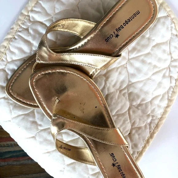 Montego Bay Club Gold Sandals Montego Bay Club Shoes Like New Gold